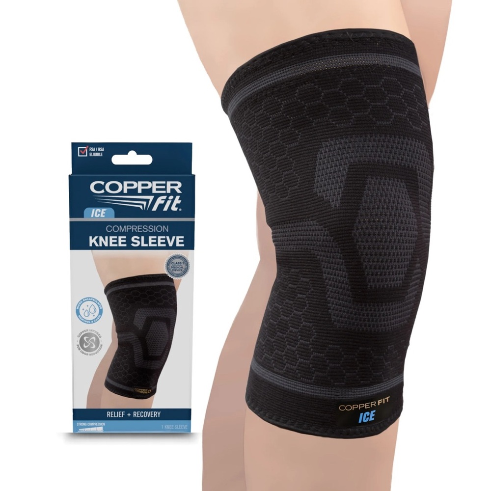 Copper Fit ICE Compression Knee Sleeve - Black/Gray